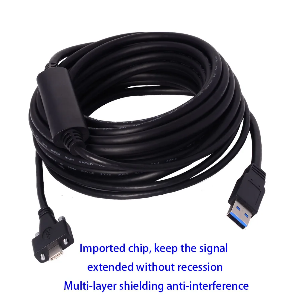 Tornillo de bloqueo Dual USB3.1 tipo C a USB3.0 macho, 5Gbps, 1,2 m, 4 pies, tiene espacio de tornillo de bloqueo entre 15mm, Cable de extensión de cámara