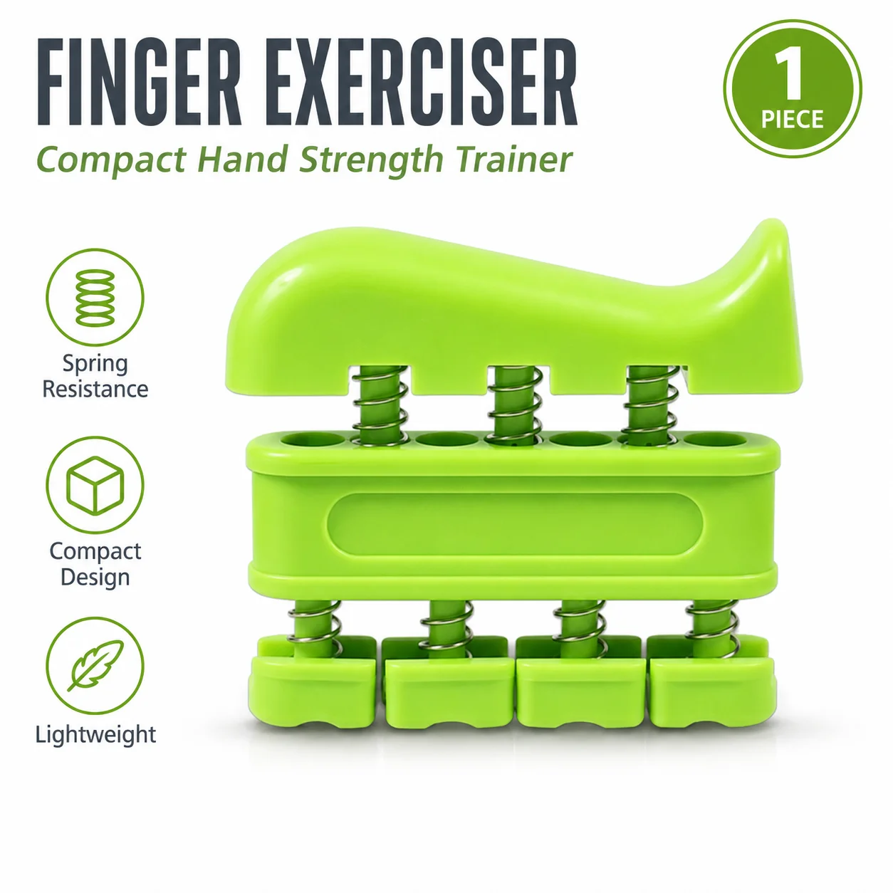 Finger Exerciser Hand Strength Trainer with Spring Resistance, 4 Finger Pads, Compact Grip Tool for Guitar, Piano, Climbing Tool