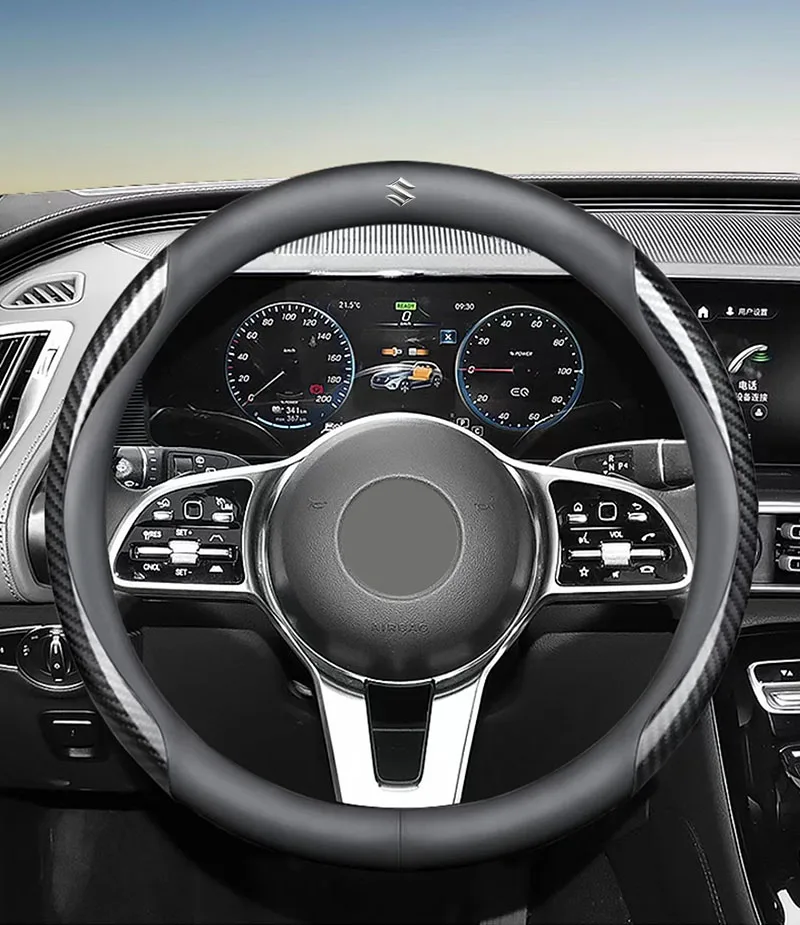 

Кожаный чехол на руль автомобиля из углеродного волокна, автомобильные аксессуары для Suzuki Swift Sport Jimny Grand Vitara Alto SX4 Samurai Across