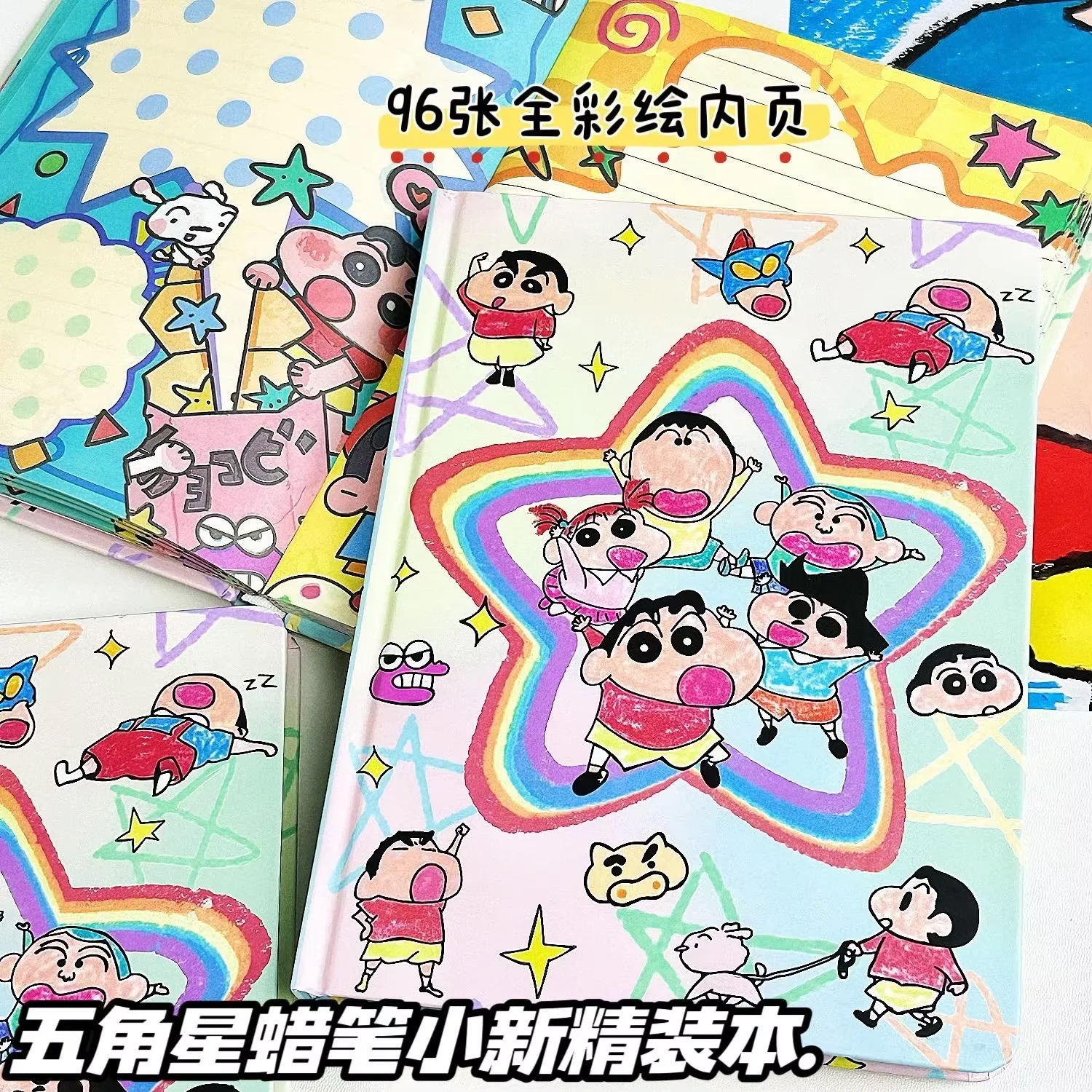 

New Crayon Shin-chan Notebook A5 Hardshell Full Color Page Notebook Ins Student Cute Anime Printed Handbook Boys Girls Gifts