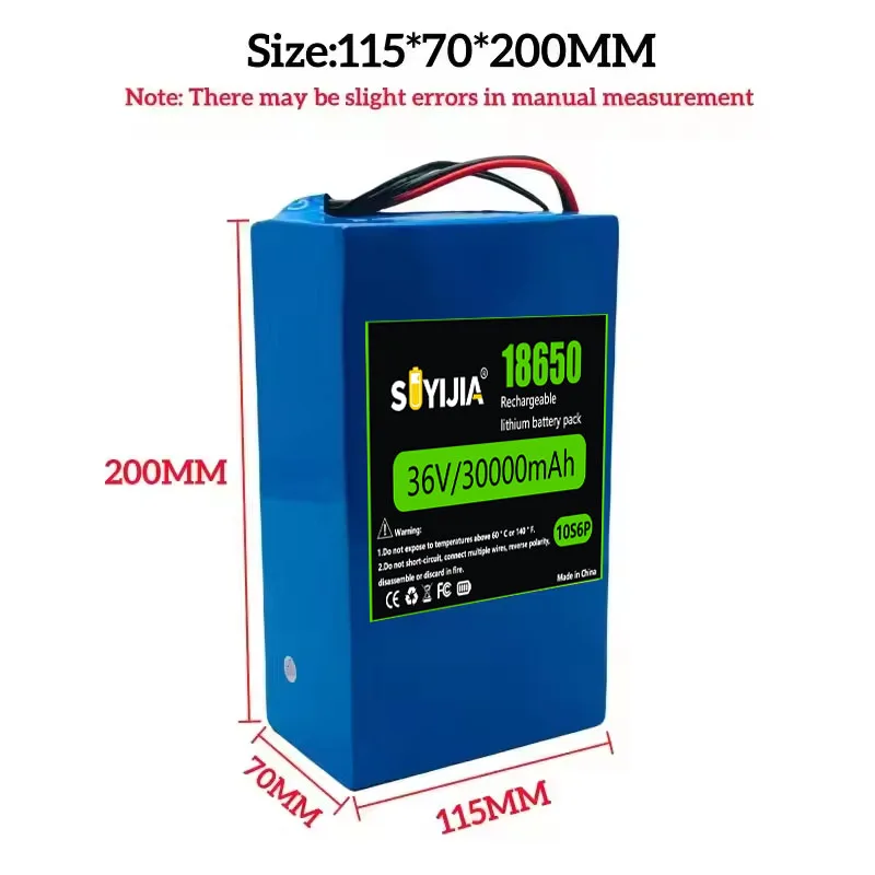 Batterie Lithium Dragon 36V 30Ah 10S6P Rechargeable Pour Scooter De Fauteuil Roulant De Vélo Électrique