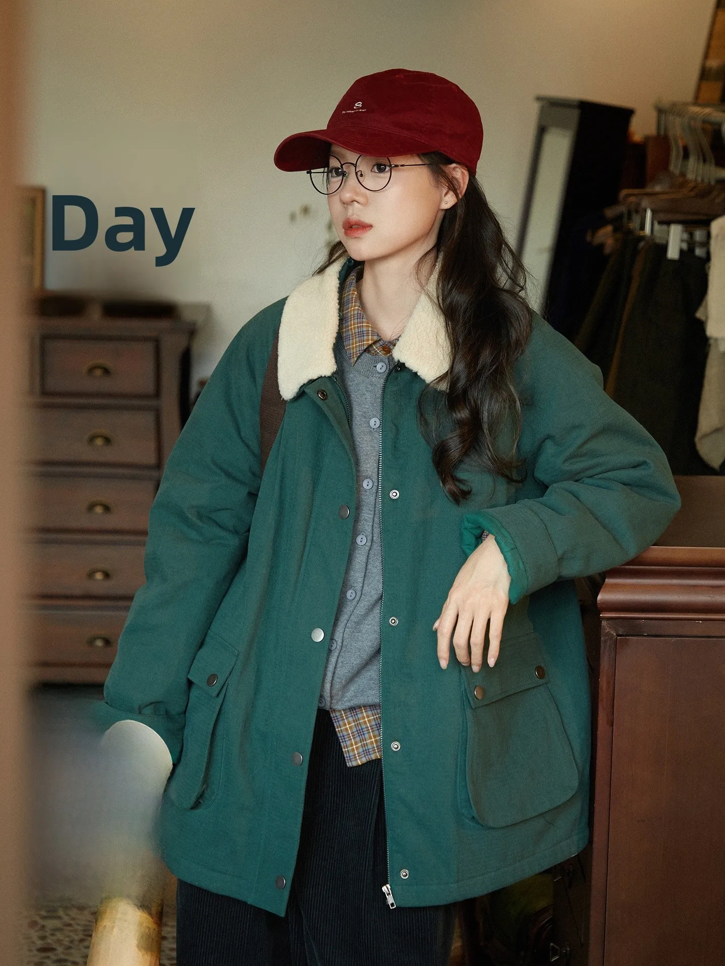 

Женское джато из чистого хлопка Thiened с меховым воротником, универсальное зимнее пальто в японском стиле, милое свободное пальто на молнии