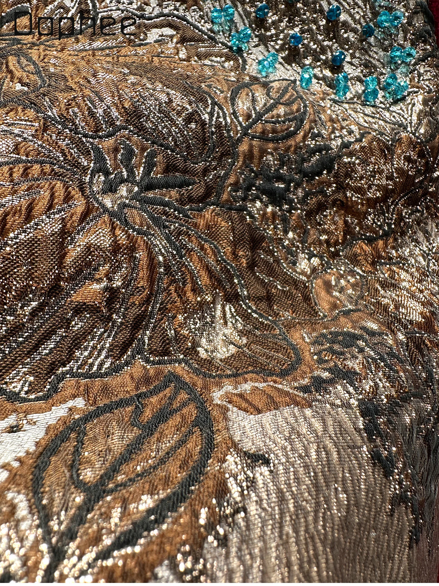 Luxurious Jacquard High-End Heavy Beading Mid-Length Coat Women Trench Coat Vintage Embroidered Single Breasted Jackets Autumn