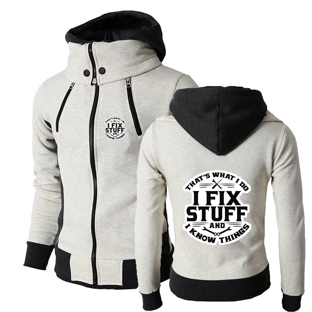 2025 Mechanic I Fix Stuff and I Know Things Print Mans Spring And Autumn Three-color Zipper Hoodies Streetwear Fashion Coat