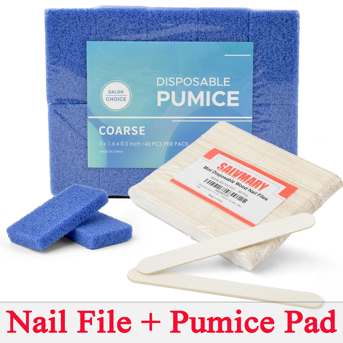 40 Pcs Disposable Pumice Pad And 50 Pcs White Nail File 80/100 Grit For Foot Care