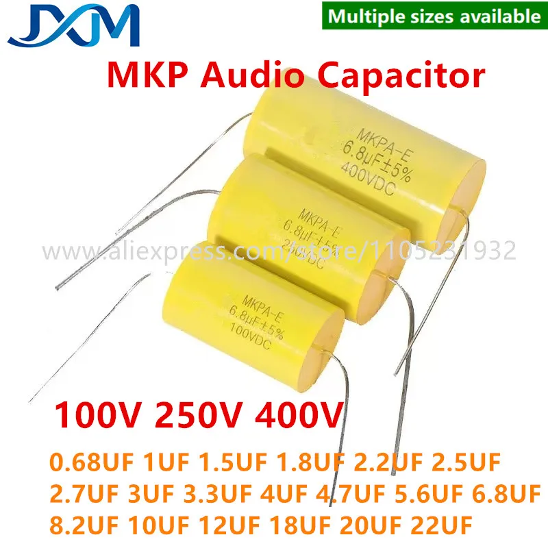2-5pcs Audiophiler Axial MKP Capacitor Audio 100V 250V 400V0.68UF 1UF 2.5UF 3.3UF 4.7UF 6.8UF 7.5UF 8.2UF 10UF12 15 18UF 20 22UF