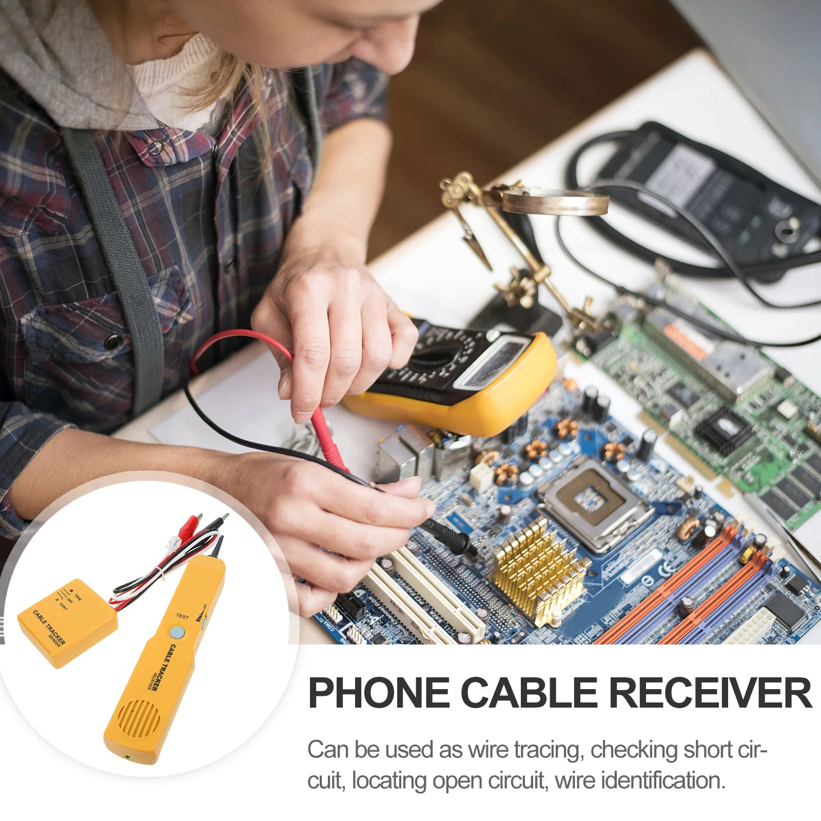 

Rj11 Network Phone Telephone Cable Tester Toner Wire Tracer Tone Line Detect Open Short Circuit Dual Tone Yellow