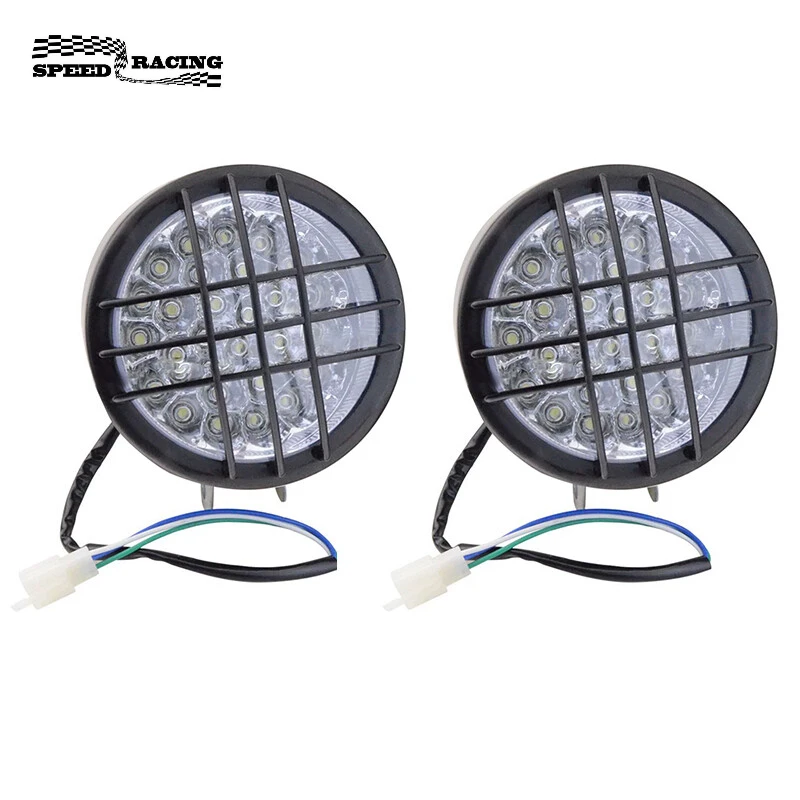 2 faros LED para Yamaha Banshee 1987-2006, bombillas de lente, parrillas Warrior 350