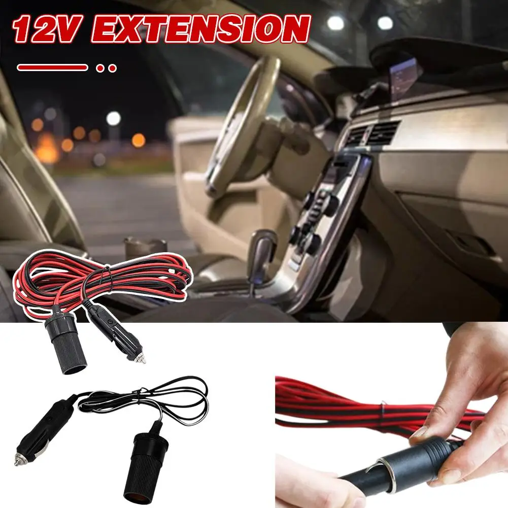 5M Car Cigar Lighter Plug 12V Extension Cable Adapter Socket Charger Lead With Indicator Light