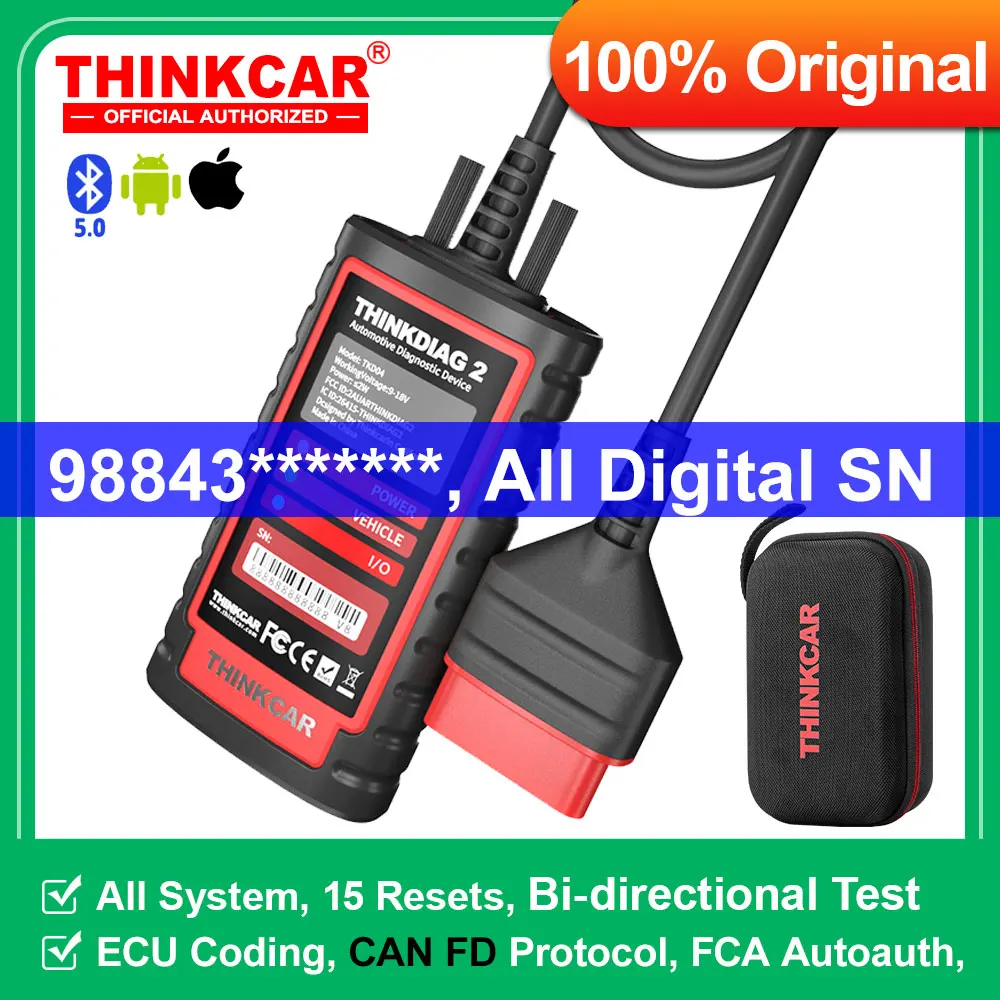 All Digital SN THINKCAR Thinkdiga 2 KINGBOLEN Ediag Plus All System Car Diagnostic Tool CAN FD ECU Coding Active Test OBD Scan