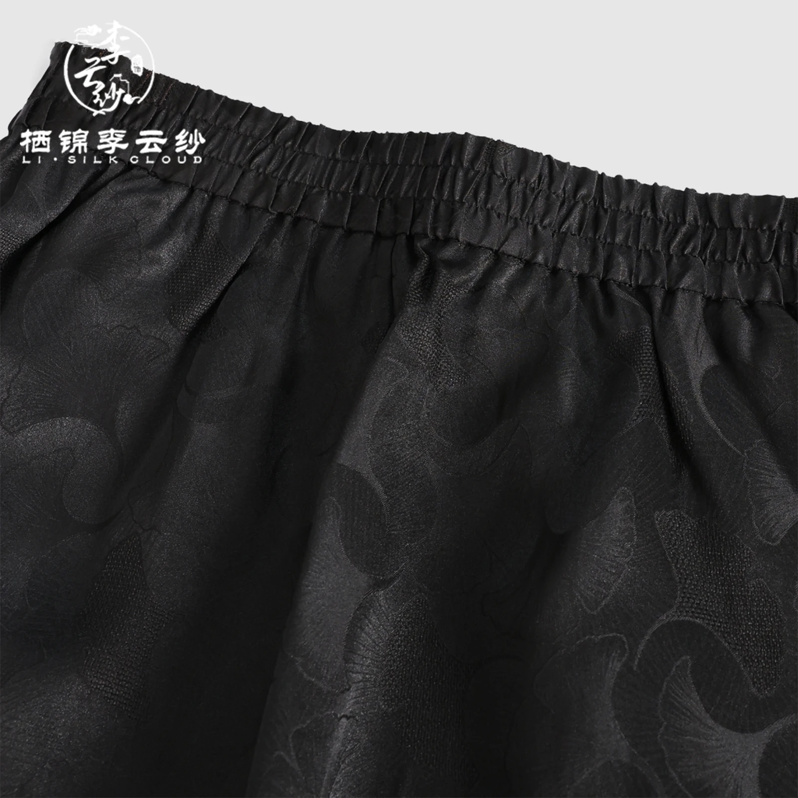 LI SILK CLOUD xiangyunsha Trousers - Oriental Style, Lightweight Breathable, ClassicGuangdong Black Pearl Guangdong Gauze