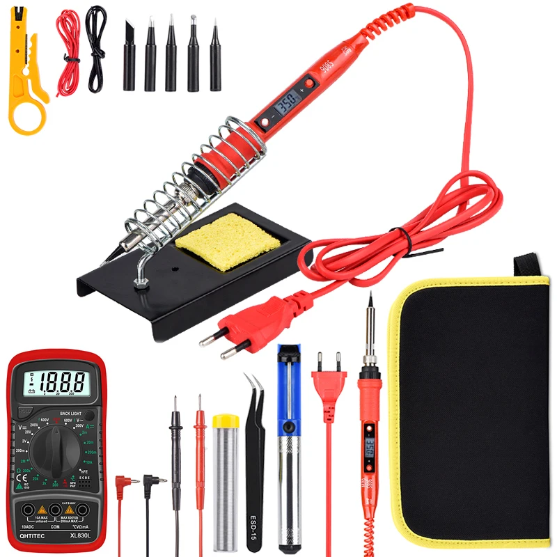 

JCD Soldering Iron Kits With Digital Multimeter 80W 220V/110V Adjustable Temperature Multi-Function Solder Iron Welding Tools