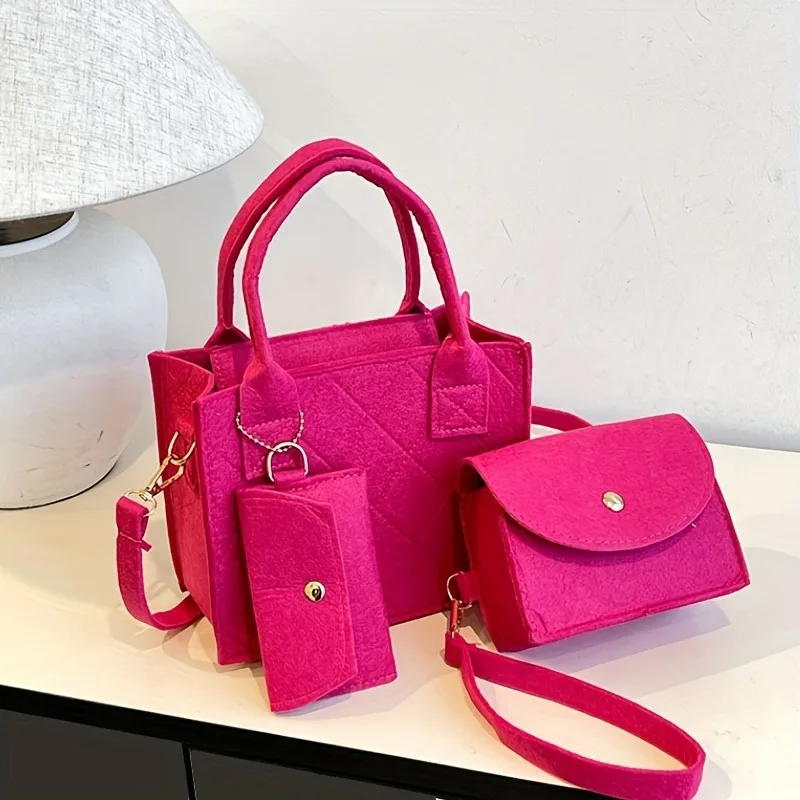 

Комплект женских сумок с тиснением из 3 предметов, модные сумки через плечо, подходящий клатч и кошелек, однотонная повседневная маленькая квадратная сумка