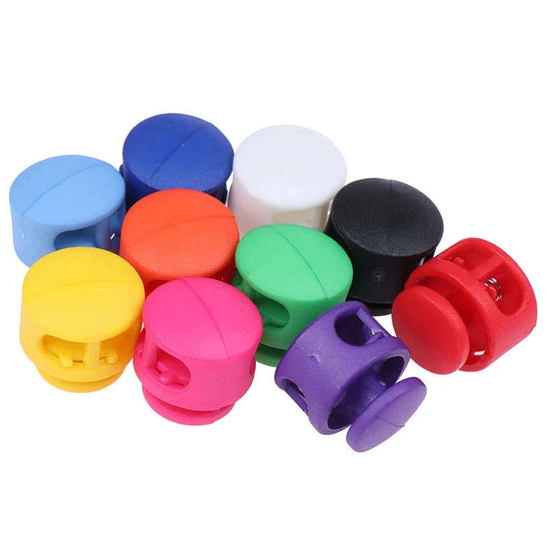 10pcs Assorted Colors Cord Lock Stopper Buckles Clamp Toggle Clip Shoelace Kids Toys Craft Bag Sewing Accessories