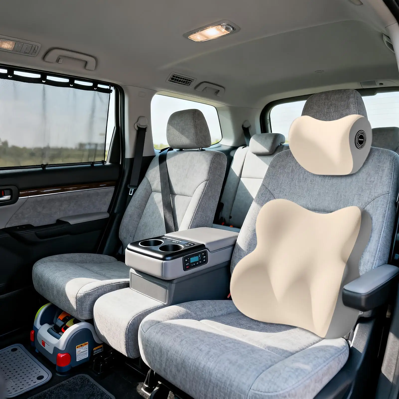 

Car Seat Lumbar Support Ergonomic Memory Foam Breathable Headrest Car Seat Headrest For Vehicle Truck Travel Trip Commuting