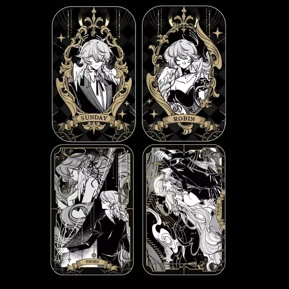 "Bhaku: Star Rail" منتج محيطي مصنوع من مروحة Fangba Ji "Sunday، Robin" بروش شارة اللوحة باللونين الأبيض والأسود Gu Zi