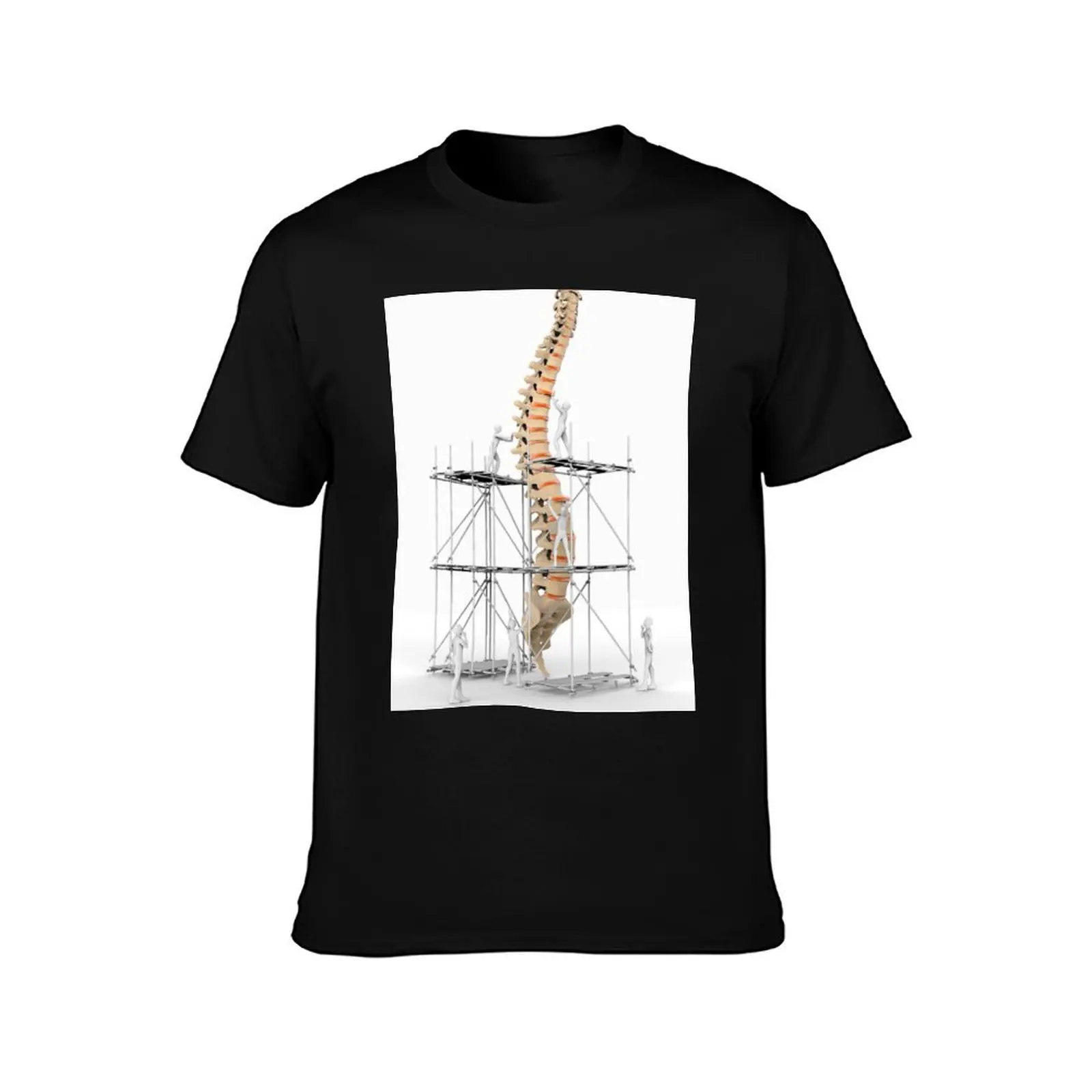 Spine with workers, spine repair (F007/9884) T-Shirt Art Pattern Printed Casual Top