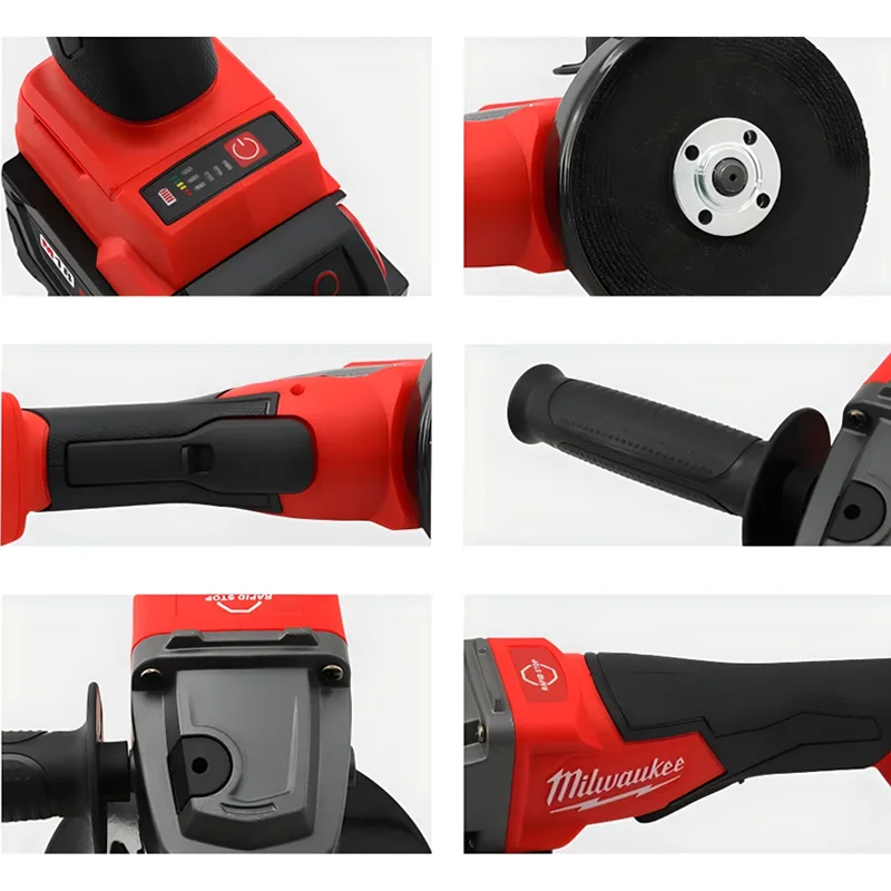 Milwaukee 125mm/100mm Braking Brushless Angle Grinder 3 Gears M14 Electric Cordless Polishing Variable Speed Cutting Power Tools