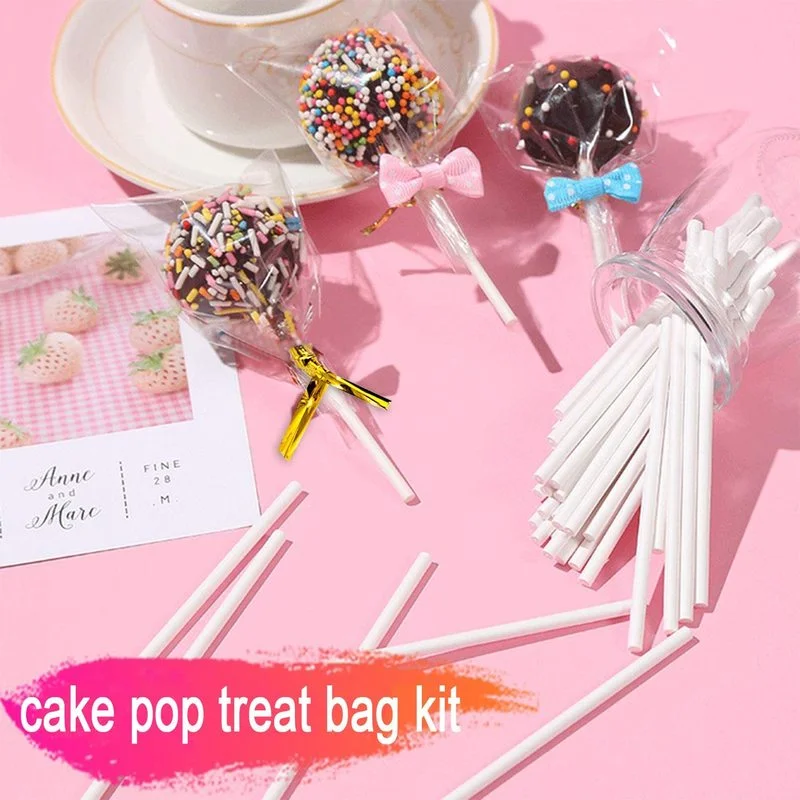 300pcs cake sticks and packaged gold twisted tie set, suitable for lollipops, candies, chocolate cookiesd twisted ties