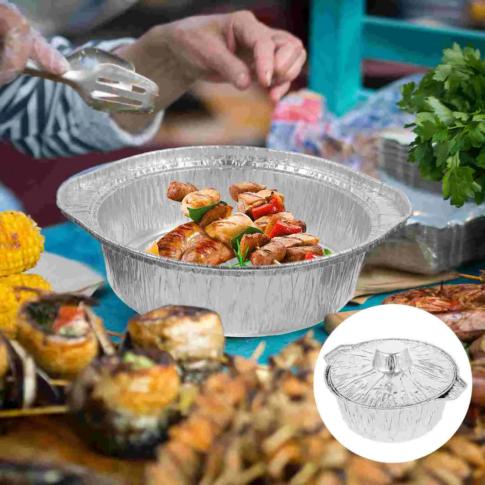 

6 Pcs Oysters Tinfoil Cup Barbecue Aluminum Pot Air Fryer Accessories Round Pots