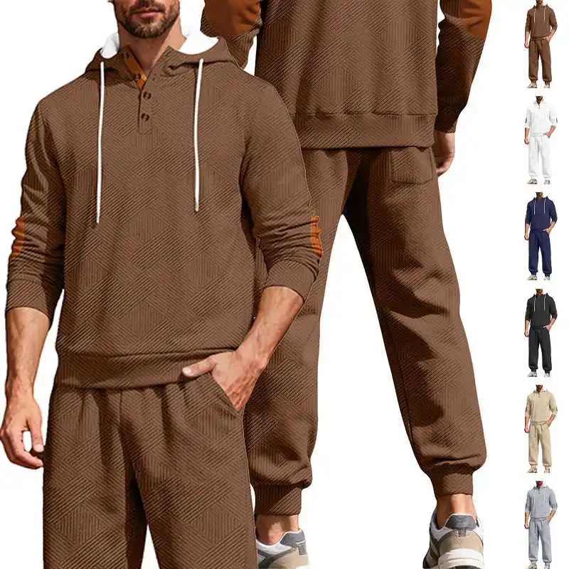 

Men's Two-Piece Set Hoodie Embroidered Street Faion Casual Sportswear Ensemble Autumn Winter Polyester Fiber Long Sve