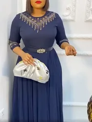African Maxi Dresses For Women 2024 Plus Size Evening Party Long Dress Africa Clothing Elegant Kaftan Muslim Chiffon Dress