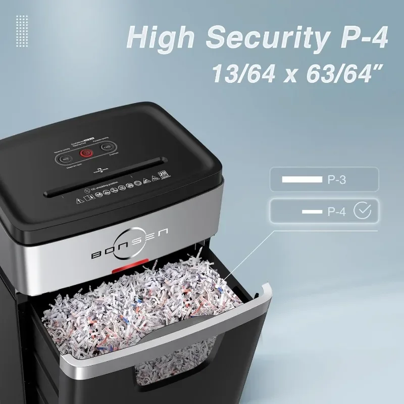Paper Shredder, 20-Sheet 60 Mins Nonstop Heavy Duty Paper Shredder for Office, 60dB Ultra Quiet Cross-Cut Shredder image 4