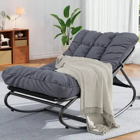 Papasan Chairs, Outdoor Lounge Chairs With Comfy Cushions, Sturdy Metal Frame, Reading Chairs For Adults, Padded Seat For Patio