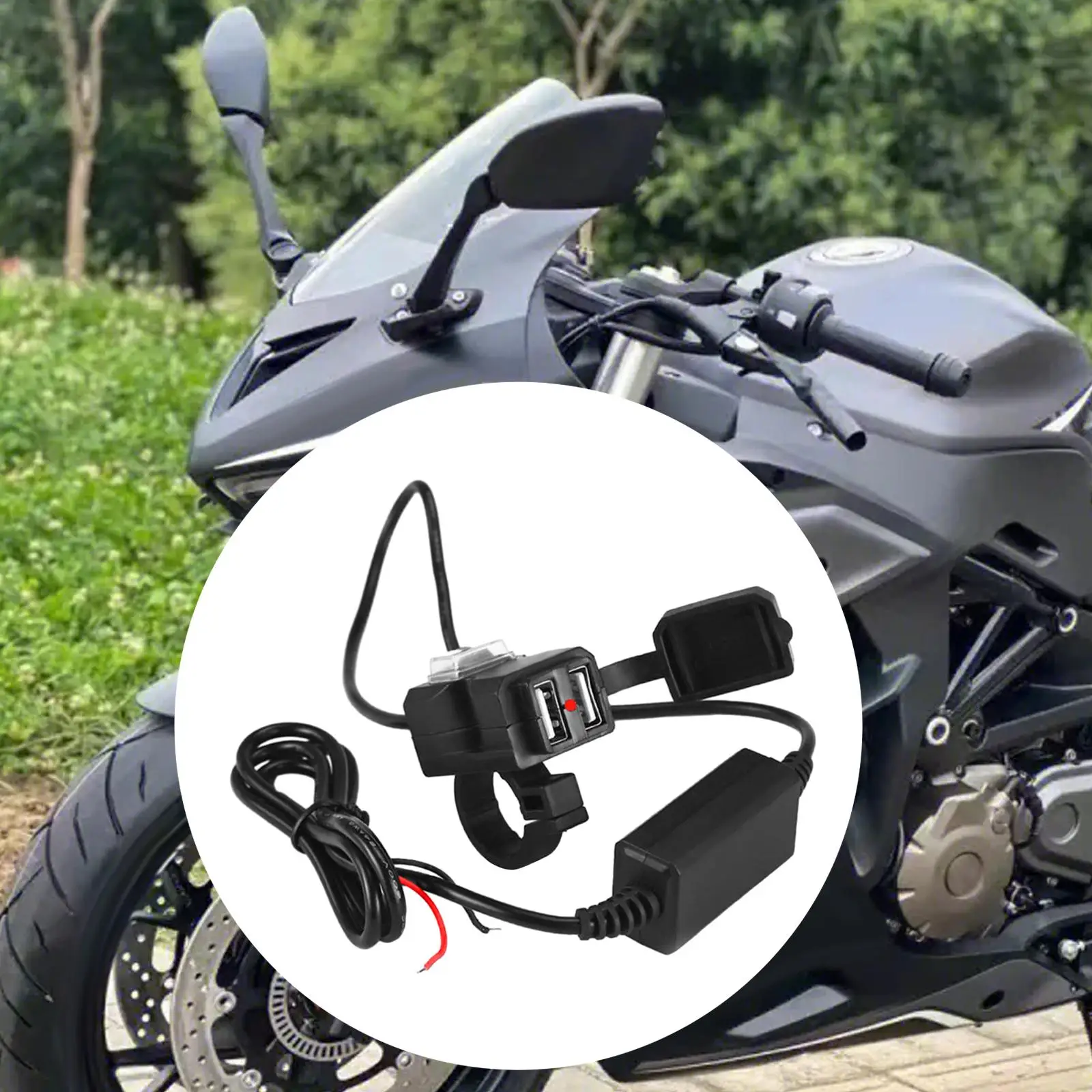 Pengisi daya ponsel sepeda motor soket USB ganda, pengisian daya lebih cepat tahan air