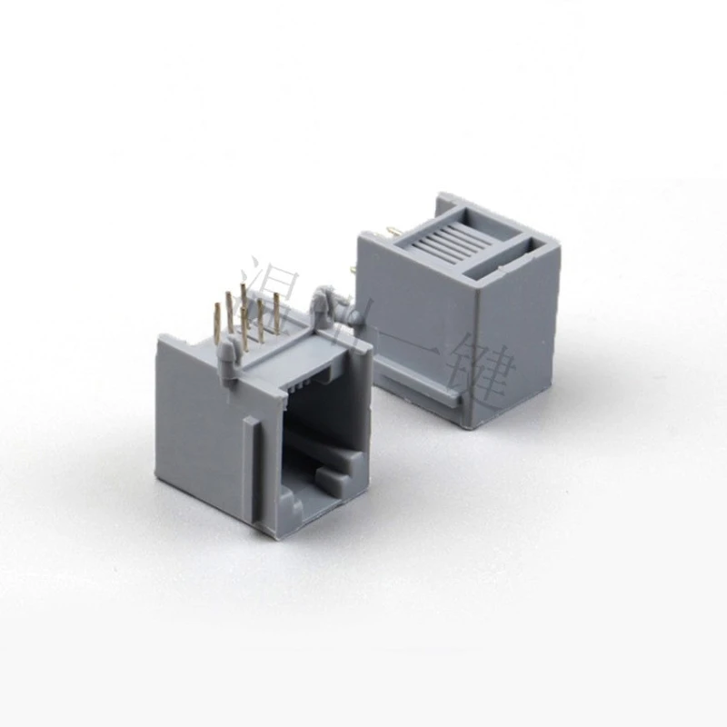 5pcs 5521-PCB-6P6C-Band Edge-90 Degrees Gray RJ45 Network Socket Horizontal All Plastic
