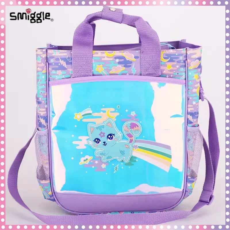 

New Australian Smiggle Large Capacity Crossbody Bag For Students Anime Cartoon Blue Space Cat Tutorial Bag Handbags Gilrs Gifts