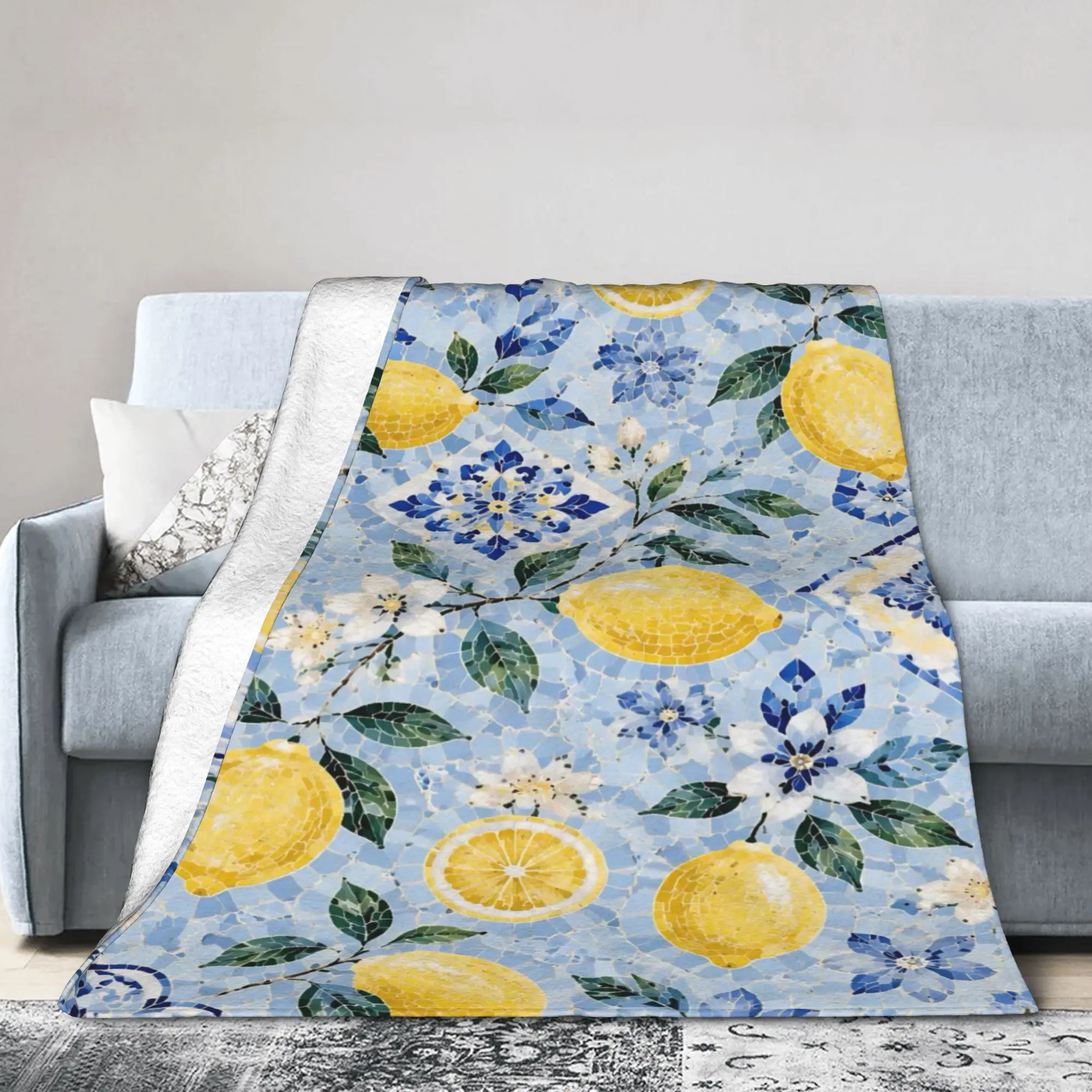 Relax Lemon Sicily Rectangle Blanket Merch Bed Decorative  Throw Blanket Ultra-Soft Flannel for Couch