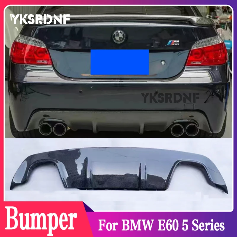 Rear Lip Bumper Spoiler Diffuser for Bmw 5 Series E60 M-tech Sport Bumper Cf Kit Real Carbon Fiber Splitter Four Out Exhaust Tip