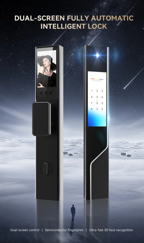 Premium Aluminum Alloy Smart Home Door Lock Tuya App Remote Control Video Intercom Face Recognition Unlock Wood Door