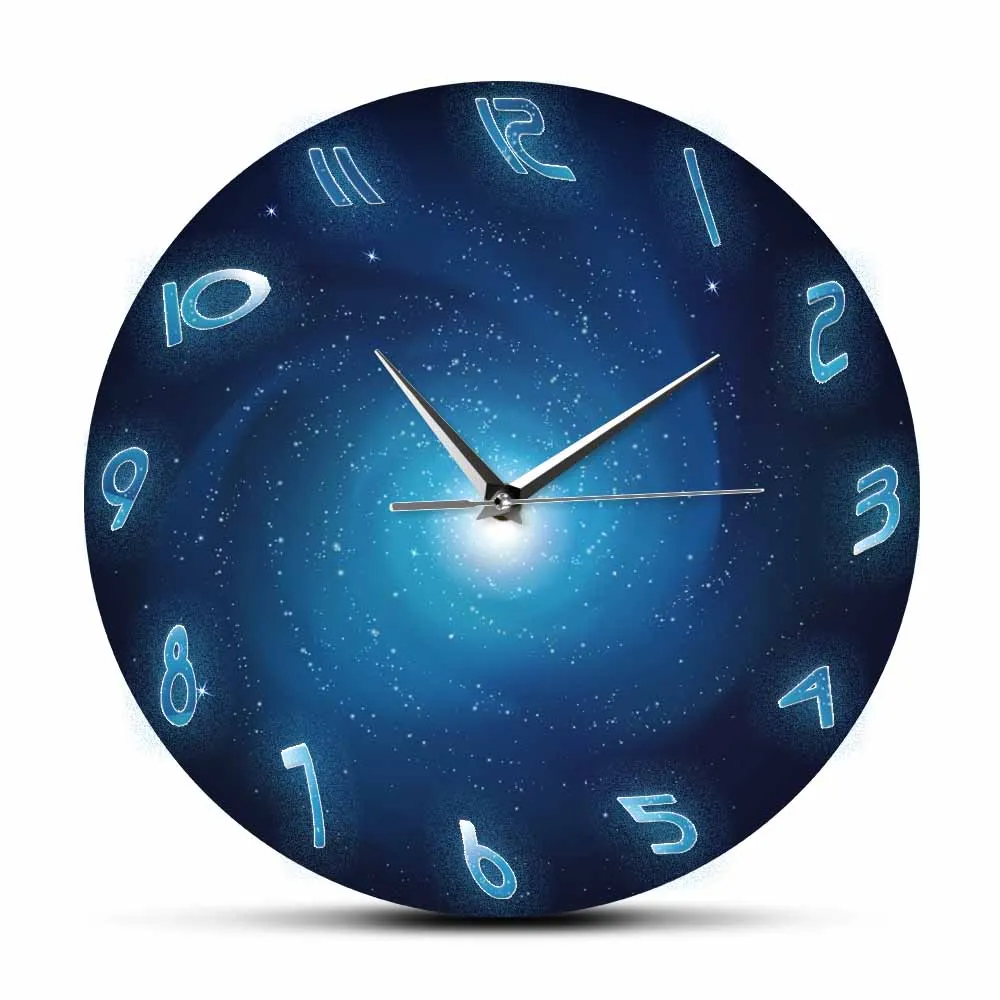 Spiral Stars Outer Space Silent Movement Wall Clock For Living Room Black Hole Nebula Astronomical Artwork Decorative Wall Watch