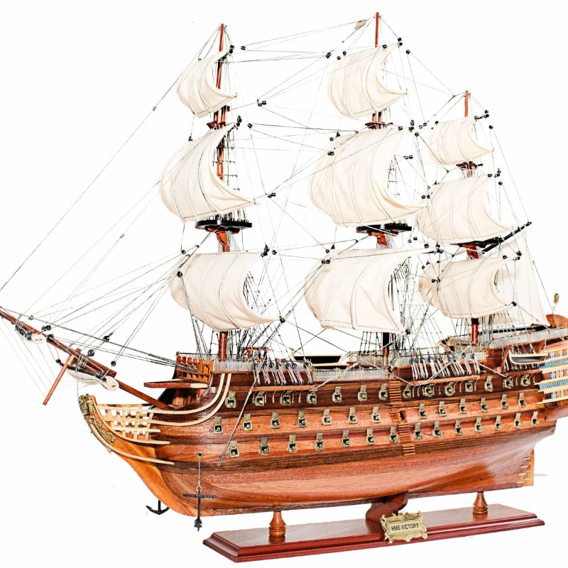 Venta caliente decoración del hogar 89x28x85 cm Tamaño Marrón Interior Victory velero artesanía de madera IH001 hecho en Vienam