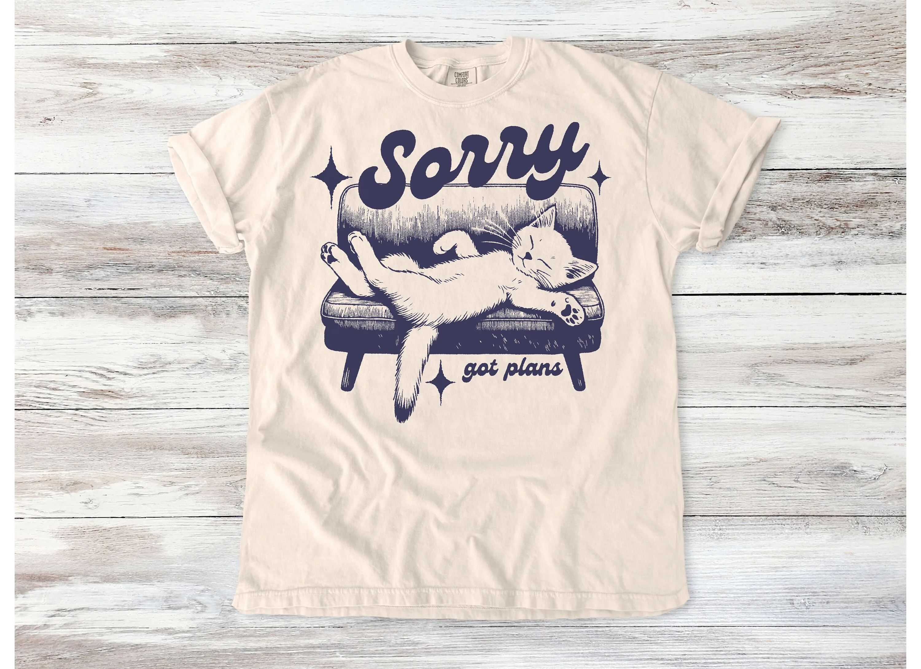 

Футболка с изображением кота «Извините, есть планы», забавная, расслабленная любовница, милый и юмористический дизайн Feline, причудливый юмор для домашних животных