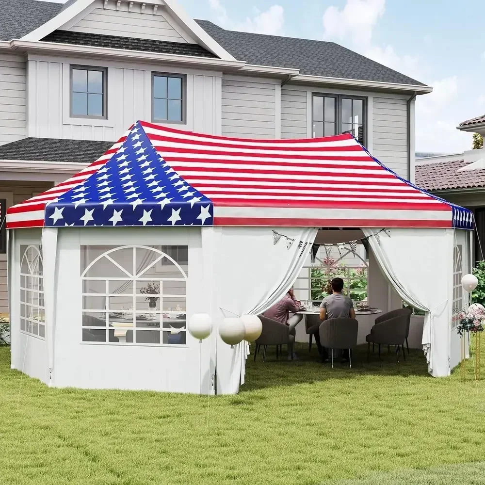 22.3 x 16.4m Heavy-Duty Outdoor Party Tent with Sidewalls, 2 Doors & 6 Windows, Ideal for Weddings and Events