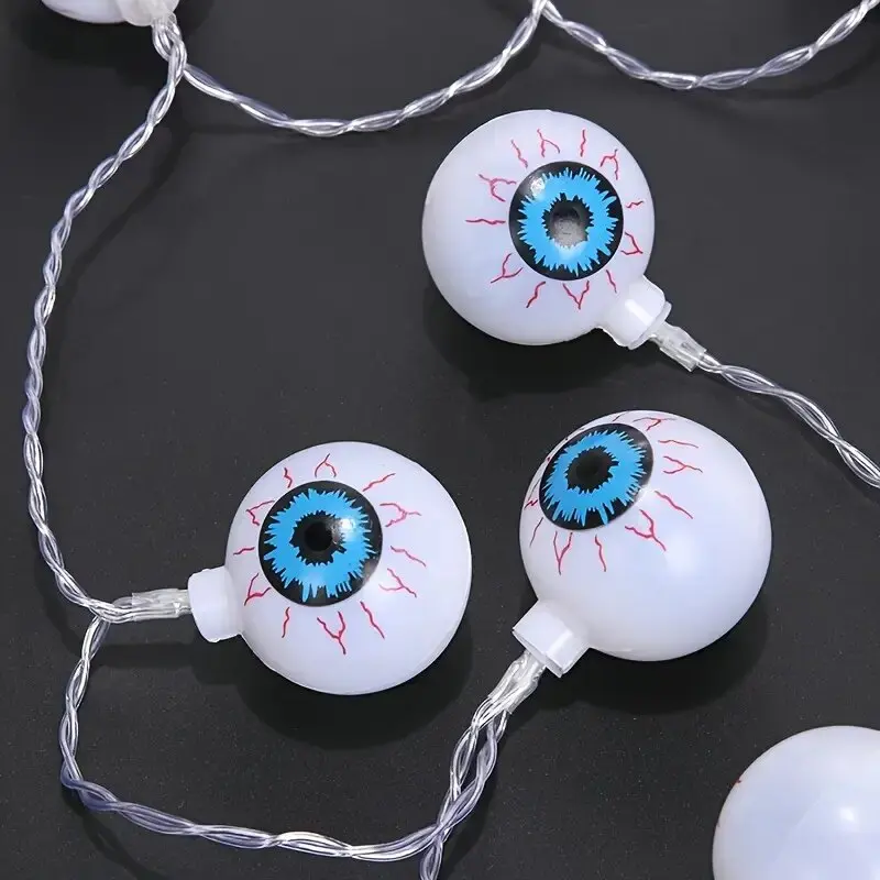 10/20LED Halloween Ghost Eyeball String Lights Battery Powered Spooky Decoration Lamps Room Party Horror Lighting