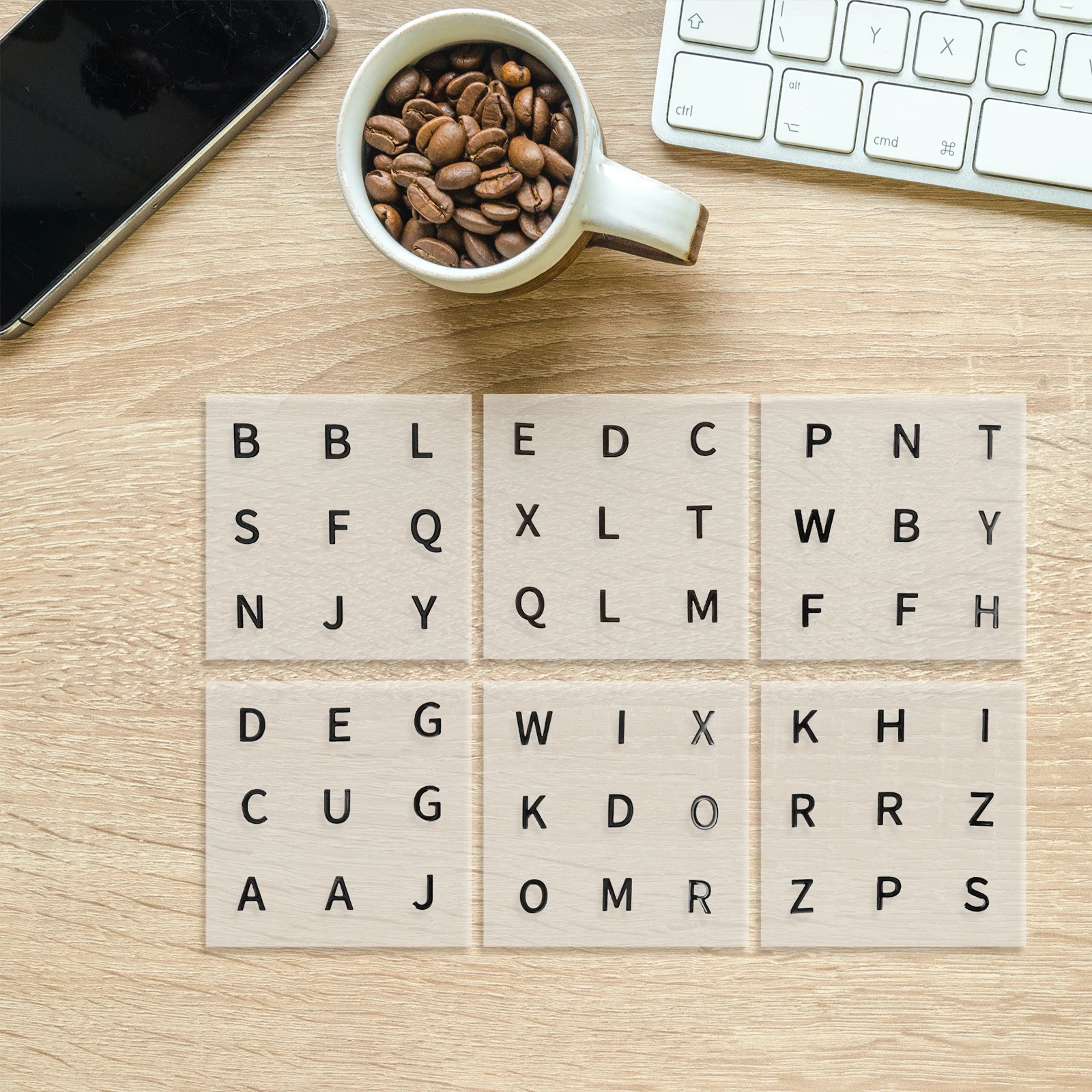 

6 Sheets English Letters Puzzle Cube Stickers Convex Large Print Decals for Low Vision Seniors Accessible Cube Accessories