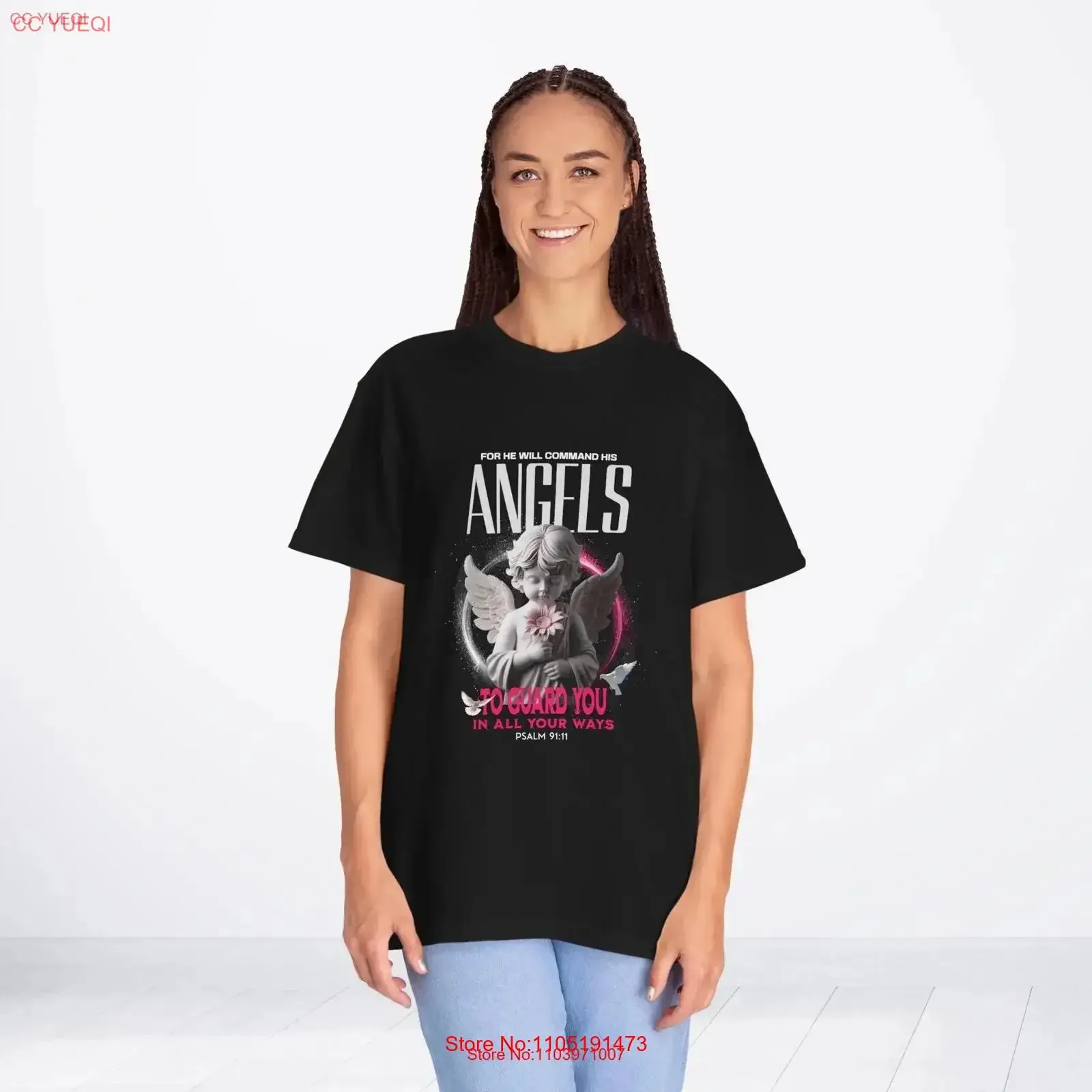 

Футболка «Псалом 91, модная христианская библейская стиха, религиозная вера, винтажная стираная универсальная мужская футболка с растянутым рисунком, модная мягкая