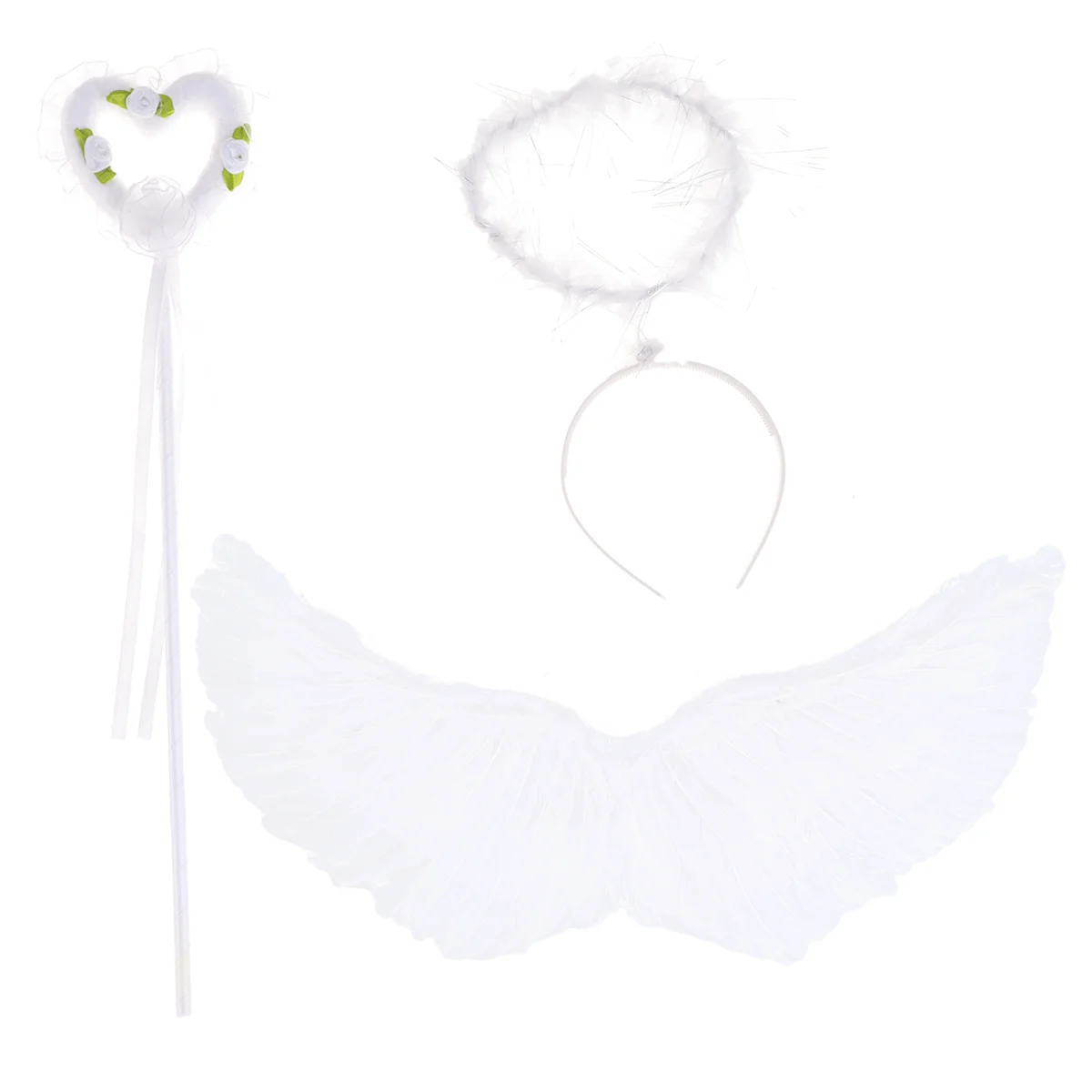 3pcs Performance Props  Angel Wings Pretty Hair Fairy Wand for Chiildren Adults Size Small Wing angel costume