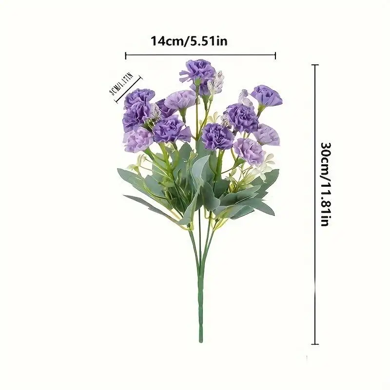 Künstlicher Nelkenblumenstrauß, leuchtend mehrfarbig, lichtbeständig, Kunstblume für Heim-, Hochzeits-, Garten- und Außendekoration – Detail 7