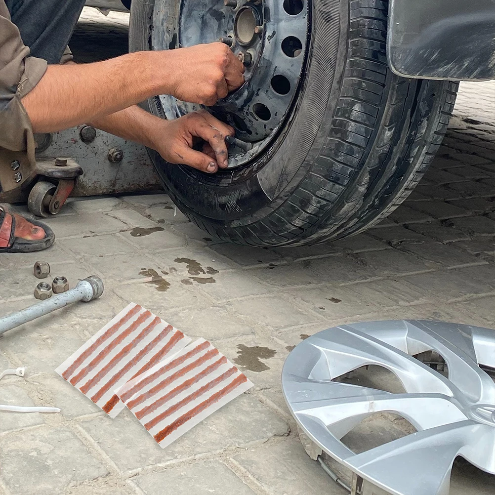 

50pcs Rubber Strips Automotive Tire Repairing Strips Easy To Use No Glue Needed Tubeless Tires Quick Puncture Fix Emergency Tire