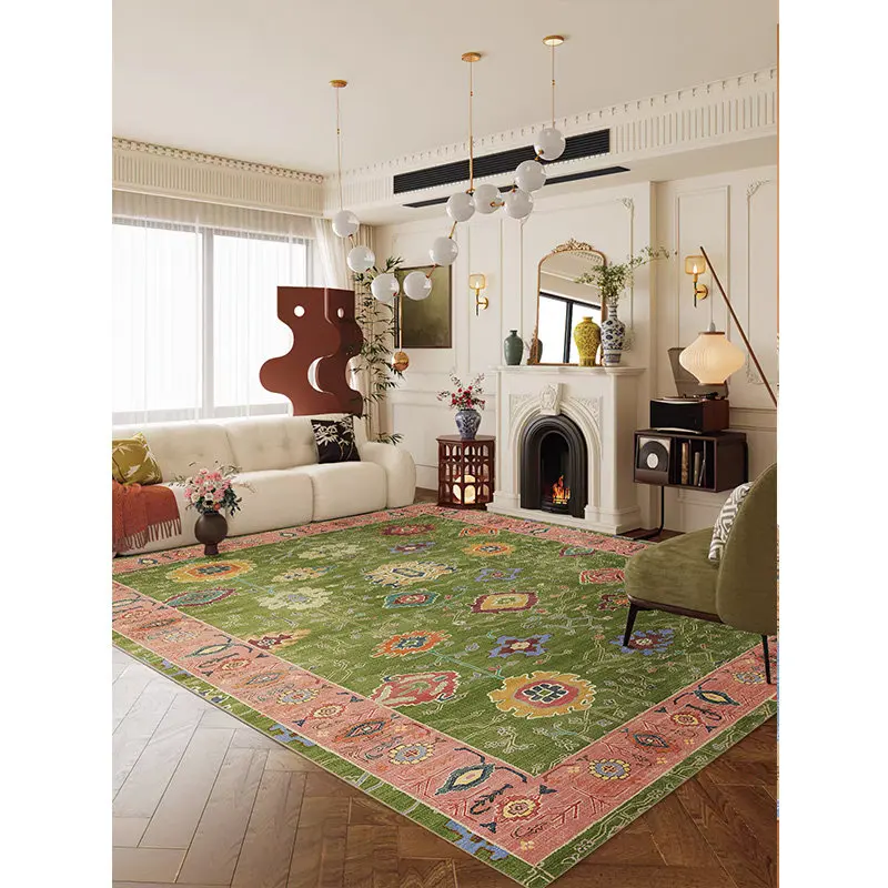 Green American Style Living Room Bedroom Carpet Vintage Persian Sofa Chair Floor Area Rug Soft Bedside Study Decor Rug Customize