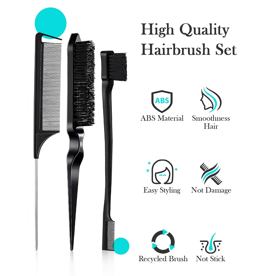 6 Pieces/set Of Hair Tools Set, Professional Hair Gel Spray Bottle, Edge Control Brush, Mouse Tail Comb, Knitting Tools