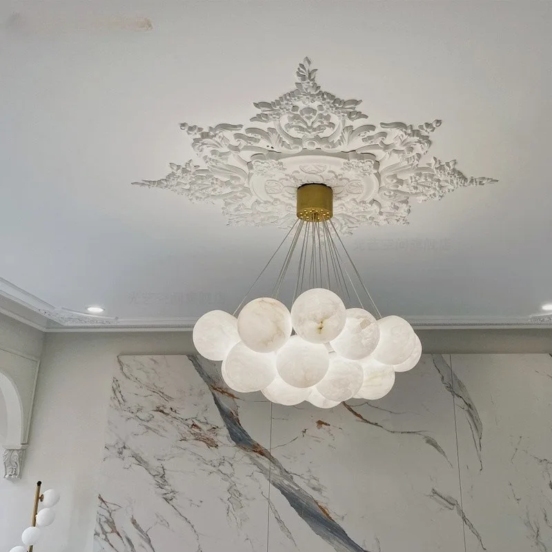 Copper marble chandelier postmodern creative living room dining room duplex building home improvement Internet