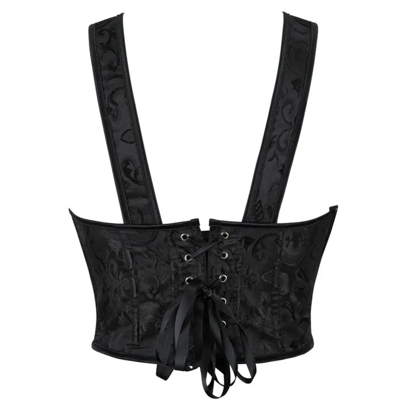 Corsetto floreale jacquard Top tracolla Corsetto Nero Buckless Busier Vita Trainer Gilet Corsetto Overbust Donna Steampunk OA41