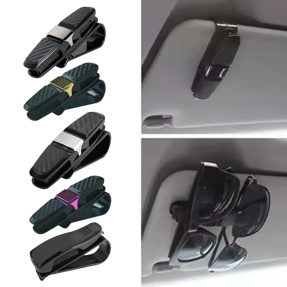 Car Sunglasses Frame Carbon Fiber Bills Glasses Clip Multi Function In Car Creative Eye Box Card Double Headed Clip On Board
