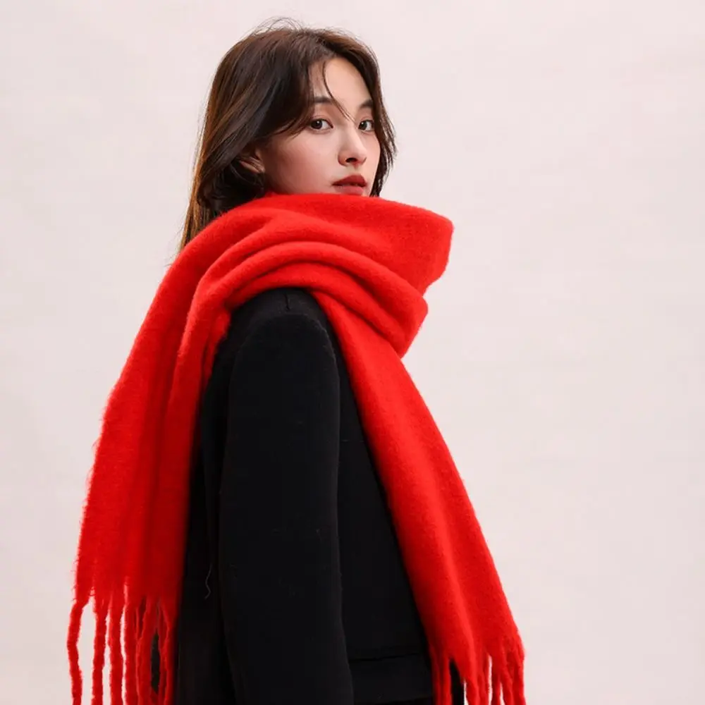 

Retro Mohair Winter Wool Scarf Plush Thicken Winter Cashmere Scarves Warm Korean Style Long Shawl Girl